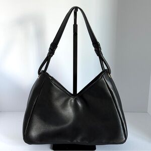 Black Faux Leather Shoulder Bag